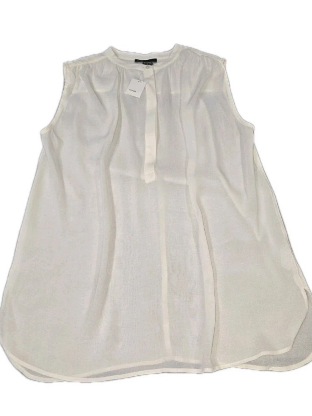 VINCE Sleeveless Over Sized Cream Sheer Rayon Top Size 6 NWT